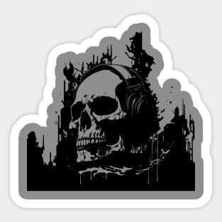 skull with headphones Sticker